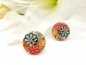 Preview: Blumen Knopf Ohrstecker Holz Button flower